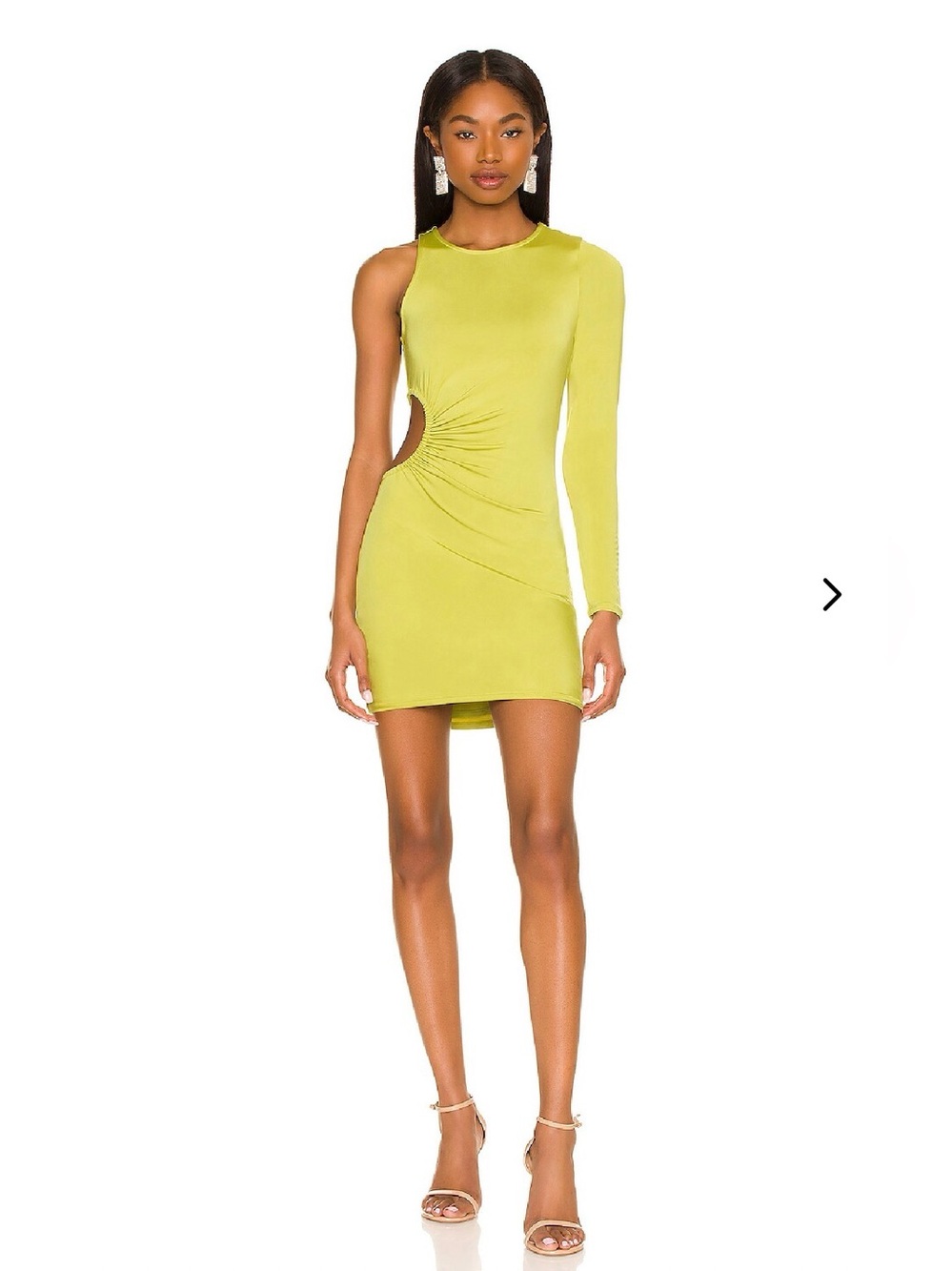 Lovers + Friends Chartreuse One-Arm Cutout Mini Dress